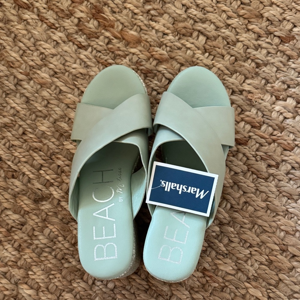 Beach Matisse  Mint Green Crisscross Slide Sandals